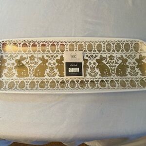 Set of 3 Farmhouse Rachel Ashwell Gold Bunny & Egg Plastic Serving Platters